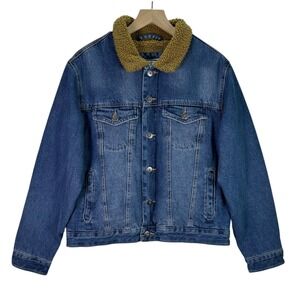 Goodfellow & Co Mens Sherpa Lined Denim Trucker Jacket Blue M 281 05 2091